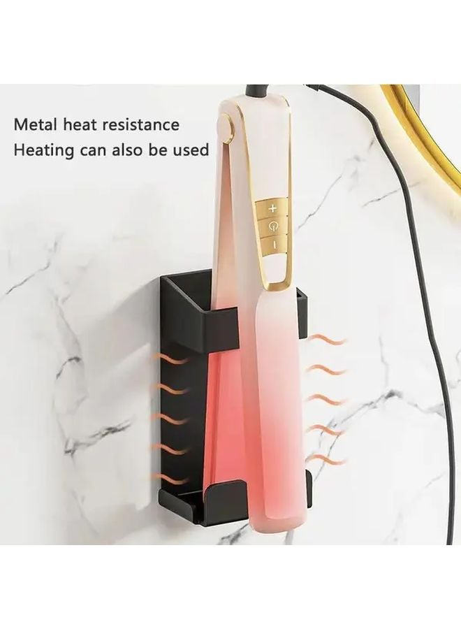 Black Wall Mounted Hair Tools Organizer Holds Straighteners Curling Irons Space Saving Bathroom Storage Rack - Image 3